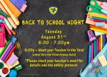 Back to School Night ~ August 31st